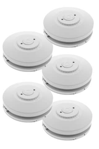 5 x RED 240v smoke alarm with rechargeable battery