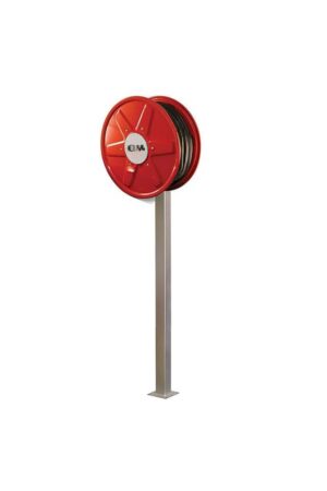 Fire hose reel stand floor standing with HRV quick-fit bracket, silver powder coated