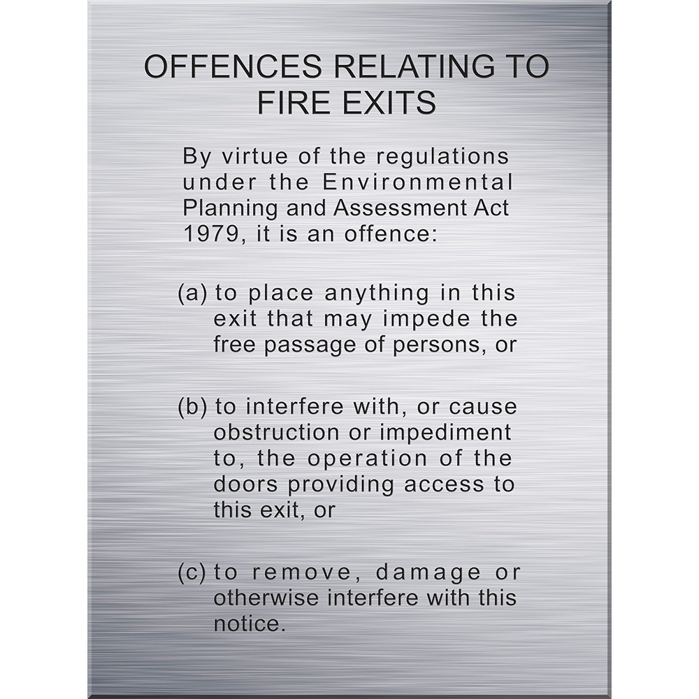 Offences Relating to Fire Exits Sign