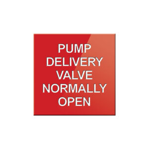 Pump Delivery Valve Normally Open Sign