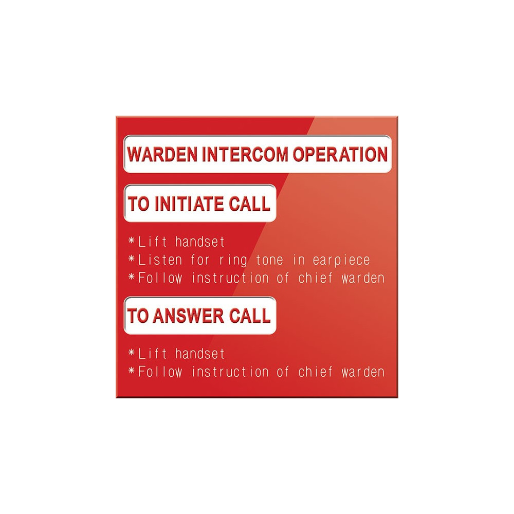 Warden Intercom Operation Sign